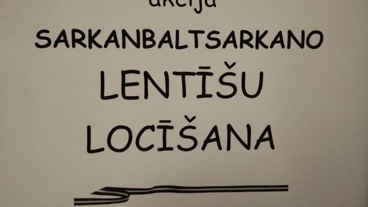 Akcija „Sarkanbaltsarkano lentīšu locīšana”.